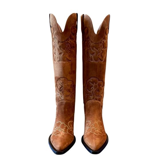 STUART WEITZMAN Felix Boots Brown Suede Made in Spain Size 37.5 | US 7 New - Picture 2 of 16